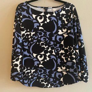 Ann Taylor Blue Floral Blouse Size M